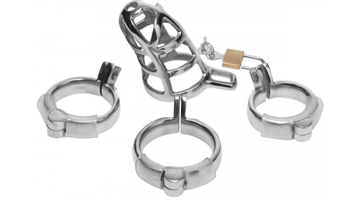 baton stainless steel chastity cock cage